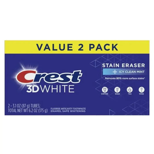 Toothpastes Crest 3D White Stain Eraser Icy Clean Mint Value 2 Pack 175g