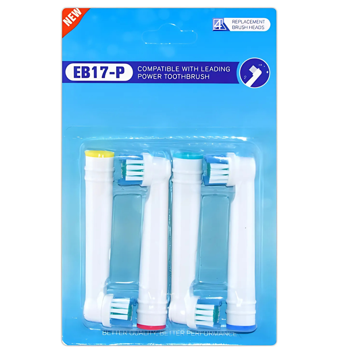 Set of 8 Replacement Brush Heads for Braun Oral-B - EB17-P White & Black