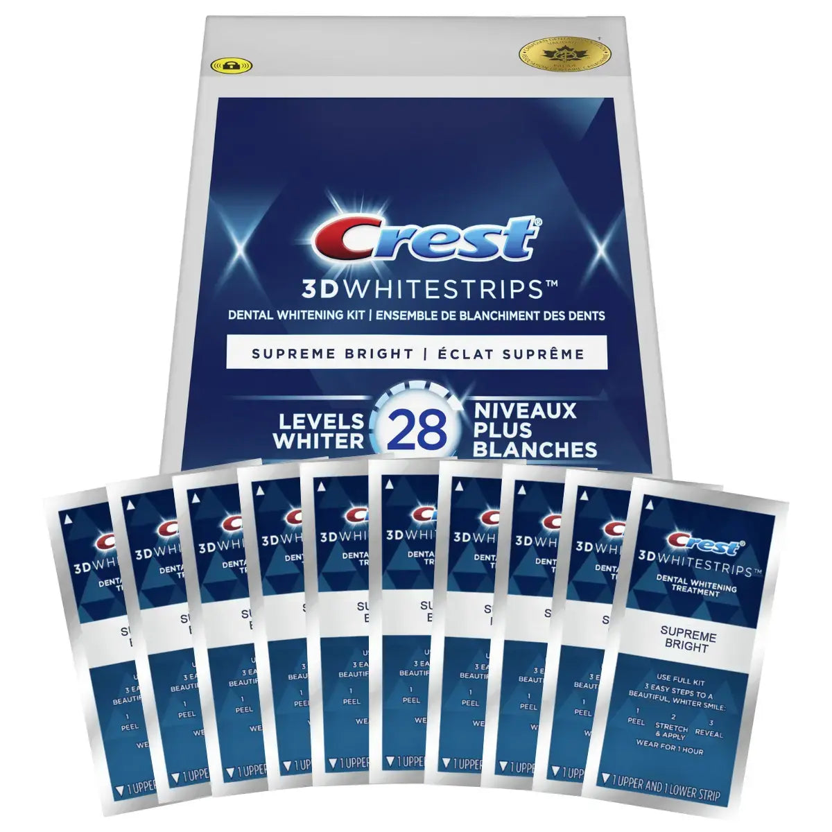 Whitening strips Crest Supreme Bright 28 Levels Whiter Whitestrips