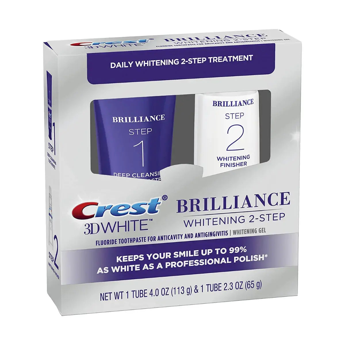 Toothpaste Crest 3D White Brilliance Whitening 2-Step (113g) & (65g)