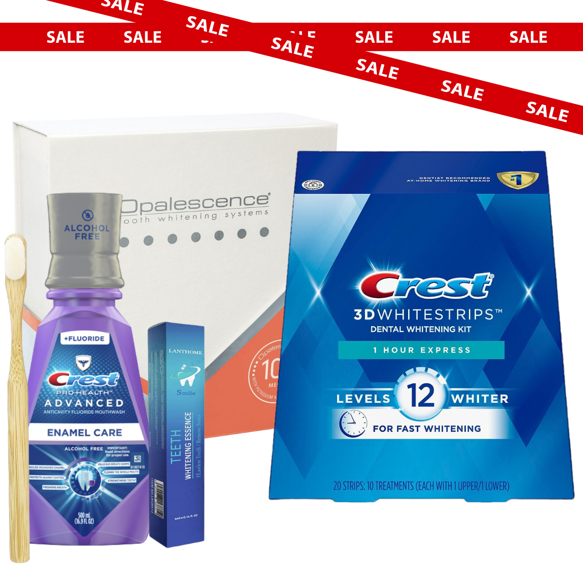 Complete Teeth Whitening Set – Crest Whitening Strips, Opalescence Gel & More!