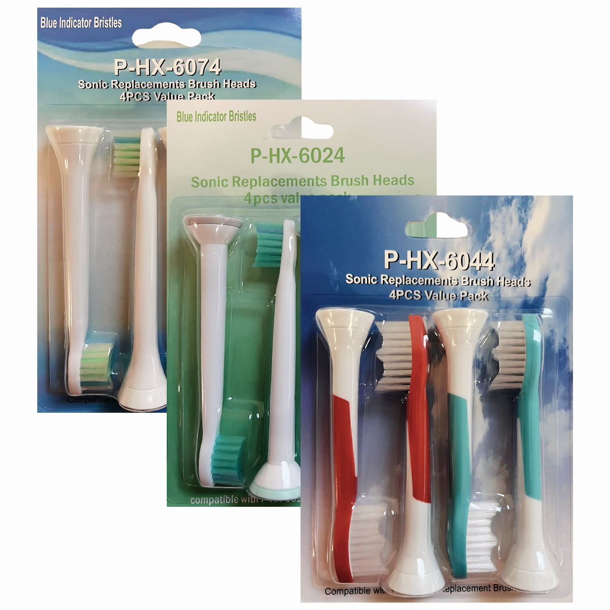 Set of 12 Compatible Brush Heads for Philips Sonicare – P-HX-6044/P-HX-6074/P-HX-6024